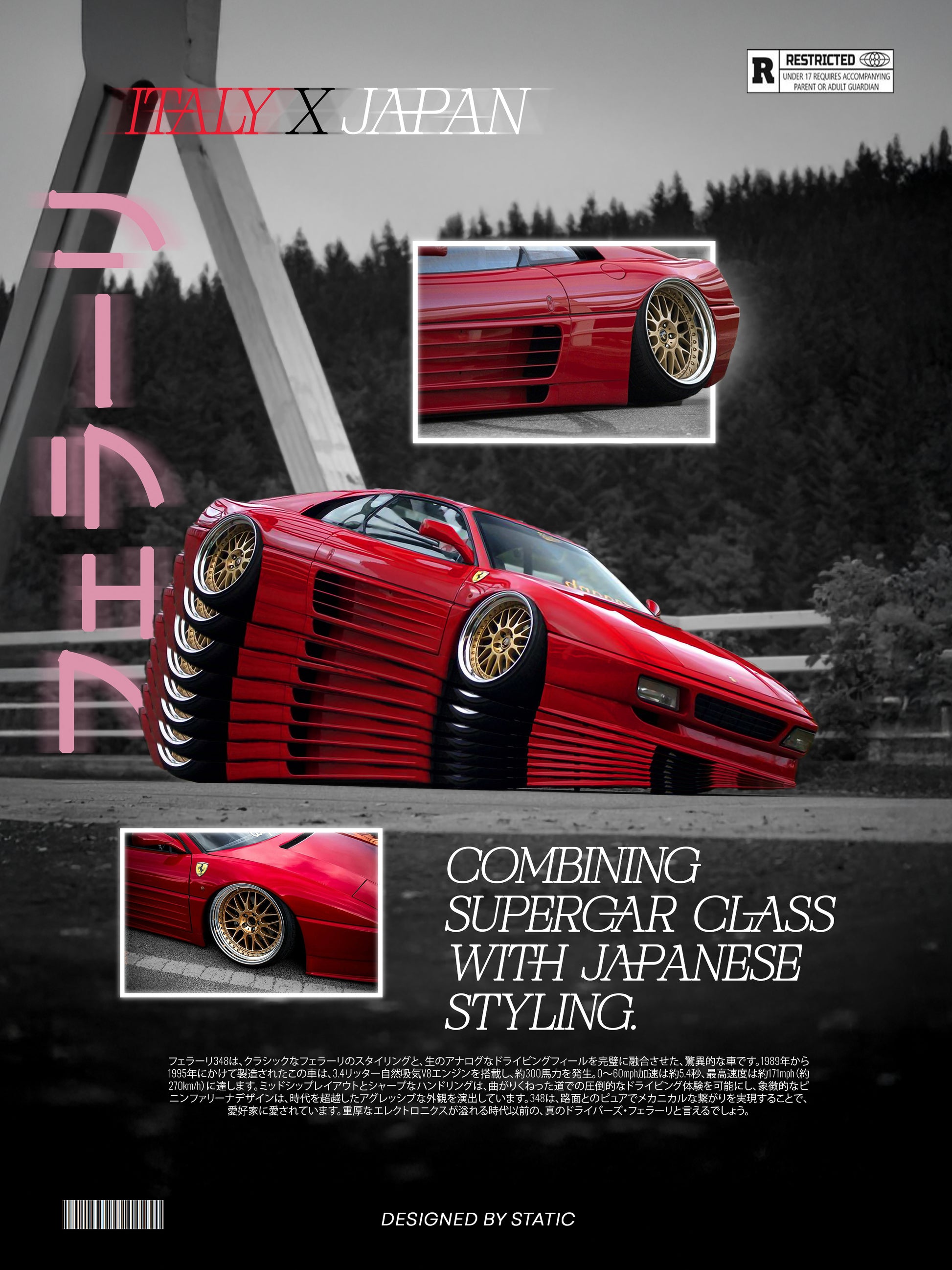 Stanced Ferrari 348 Poster